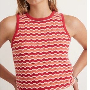 Marine Layer Fay Sleeveless Sweater Tank Coral Wave Size Medium NWT